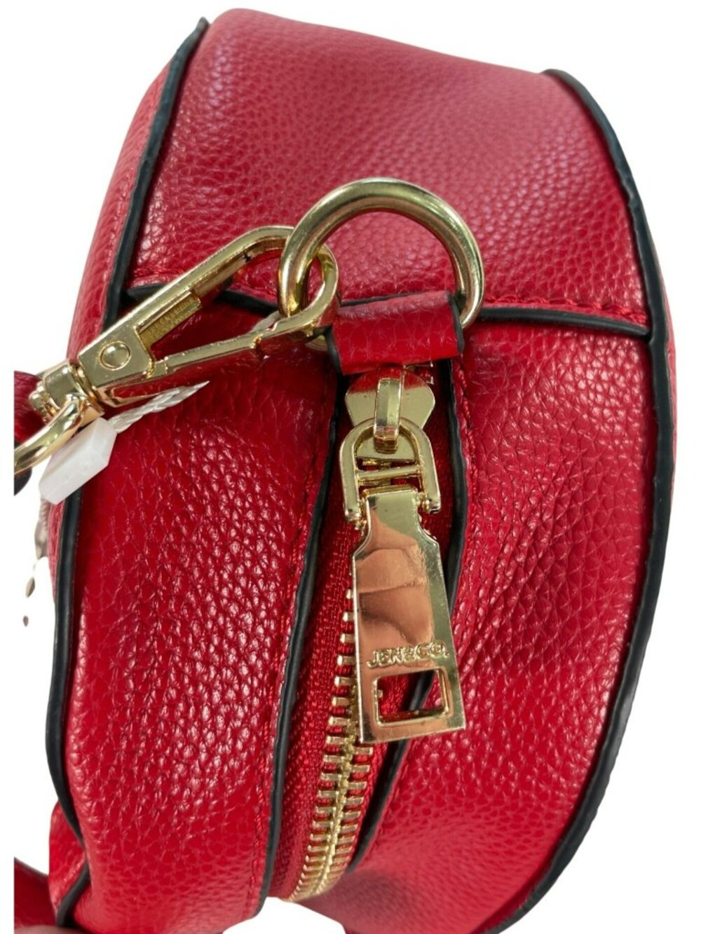 Jen & Co. Bag Lilibet Red Vegan Leather Clear Circle Crossbody With Gold NEW - Picture 5 of 6